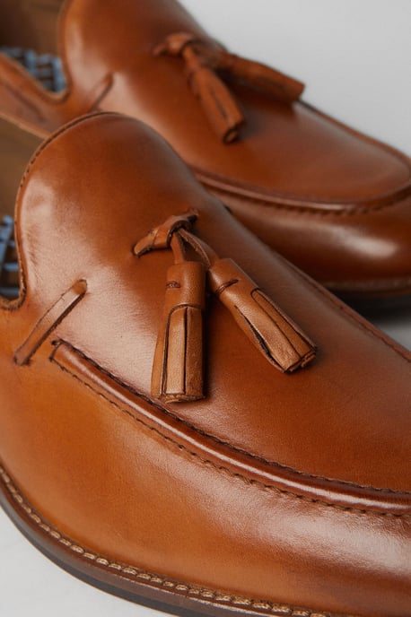 Tan Tassel Penny Loafers - Image 3