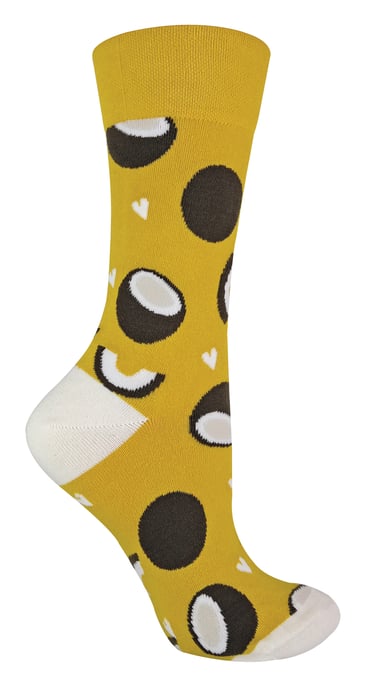 TALKIE-SOCKEN Damen-Socken aus Baumwolle mit schrulligem, flippigem Design und Fruchtmuster - Image 1