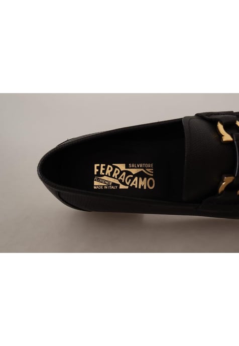Salvatore Ferragamo Men's Black Calf Leather Moccasins Loafers Shoes