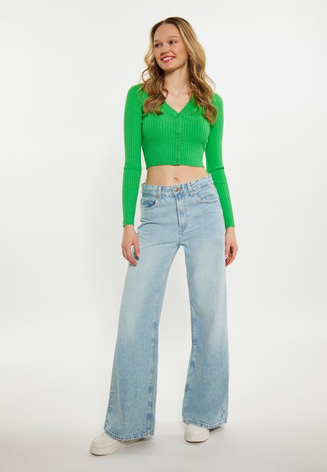 Mymo kurze Strickjacke Damen grün - Image 2
