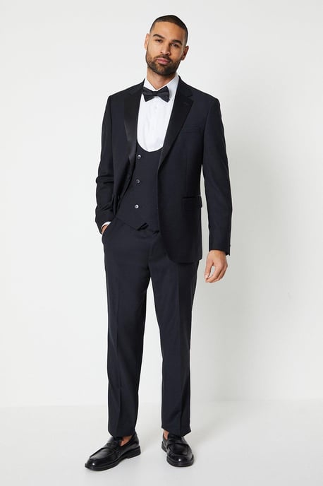 Tailored Fit Black Tuxedo Suit Trousers - Image 4