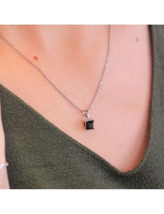Einfacher quadratischer Anhänger - Silber und Schwarz - Image 2
