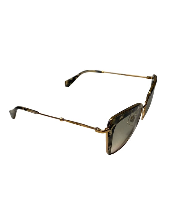 Miu Miu Tortoise Gradient SMU 52Q Cat Eye Sunglasses in Gold Metal - Image 3
