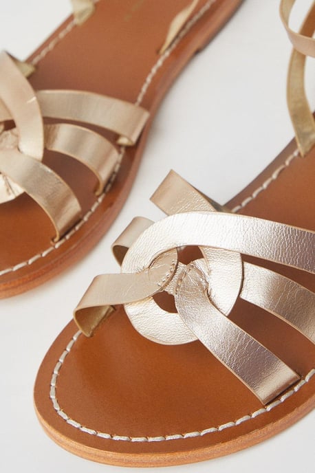 Wide Fit Leather Jaleesa Woven Flat Sandals - Image 4