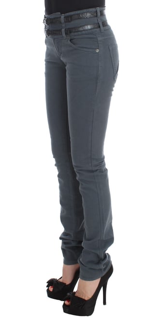 John Galliano - Jean Slim taille haute en coton mélangé bleu pour femme - Image 2