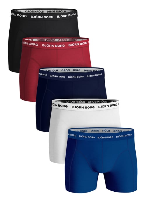 Björn Borg - 5 Paar Herren Boxer Shorts | Baumwoll-Stretch Boxershorts Unterwäsche - Blau / Rot - Image 1