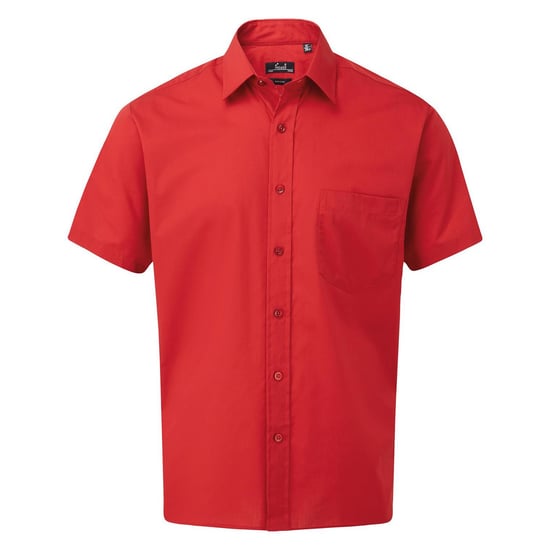 Premier Herren Popelin-Hemd, kurzärmlig (Rot) - Image 1