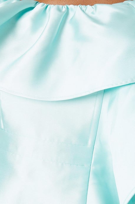 Lisa Tan Off Shoulder Ruffle Twill Midi Dress