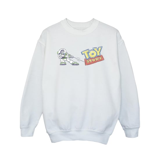 Disney Girls Toy Story Buzz Pulling Logo Sweatshirt (White)