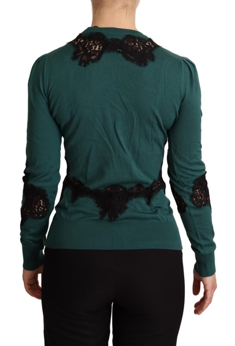 Pull à col ras du cou en laine verte Dolce & Gabbana pour femme - Image 3