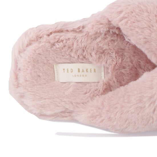 Damen Ted Baker Lopply Kunstfell Crossover Hausschuhe in Dämmerungsrosa - Image 6