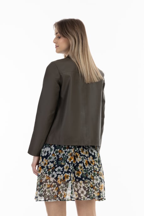 Dreimaster Lederblazer Damen Taupe - Image 4