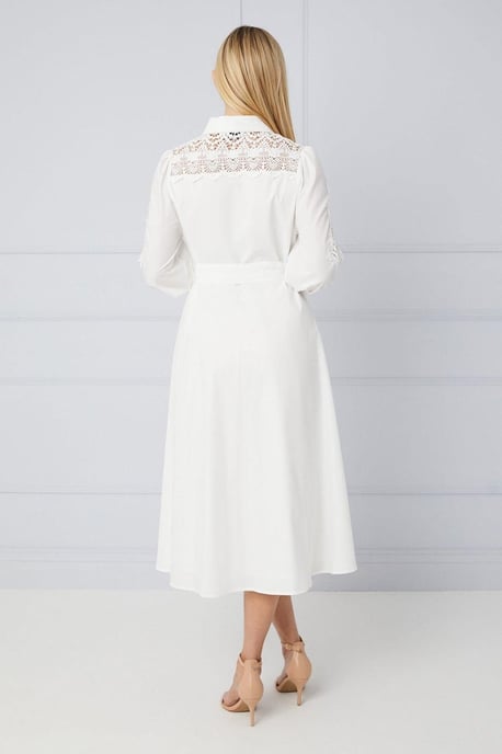 Petite Occasion Cotton Cutwork Detail Shirt Dress
