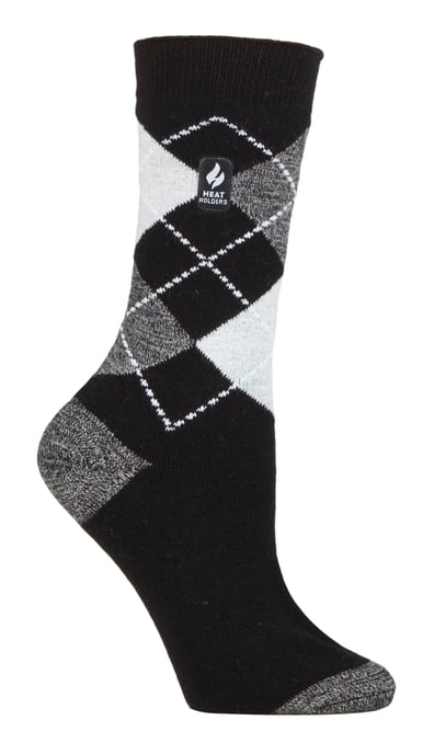 Heat Holders Damen Ultra Lite Thermal Brushed Inner Yarn Design Socken Schwarz/Grau (Valletta) - Image 1
