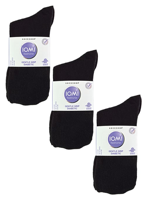 IOMI - 6 Pack Damen Diabetiker Bambus Socken | Extra breite nahtlose lockere nicht elastische Socken für Frauen - Schwarz - Image 2