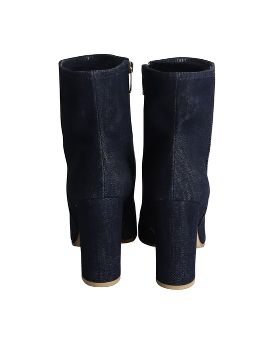 Gianvito Rossi Blockabsatz Stiefeletten aus blauer Jeans - Image 4