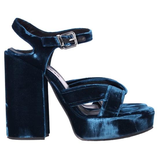 Jil Sander Chunky Sandalenabsätze aus blauem Samt - Image 1