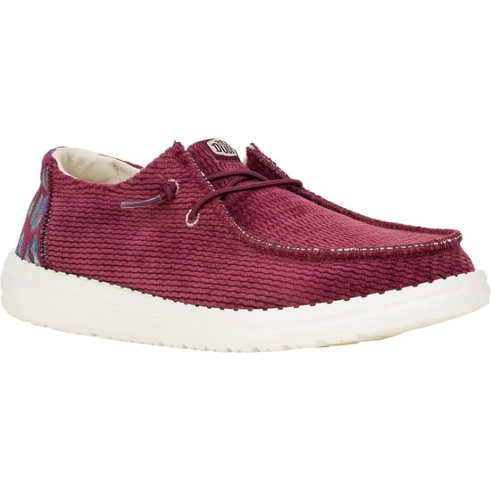 HEYDUDE Wendy Corduroy Leo Polyester Damen Burgundy Loafers - Image 1