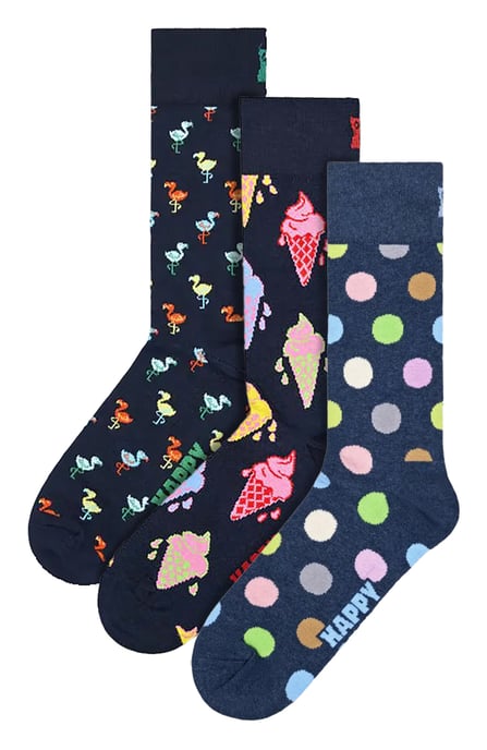 3er-Pack Unisex Socken-Set mit schickem Design - Marineblau - Image 1