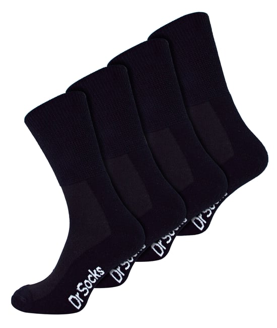 4 Paar Multipack Herren Bambus diabetische Socken | Dr.Socken | Nicht elastische extra breite diabetische Socken für geschwollene Füße - Schwarz - Image 1