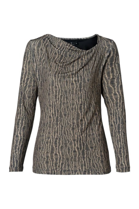 Caitlin Print Top Schwarz / Taupe - Image 3