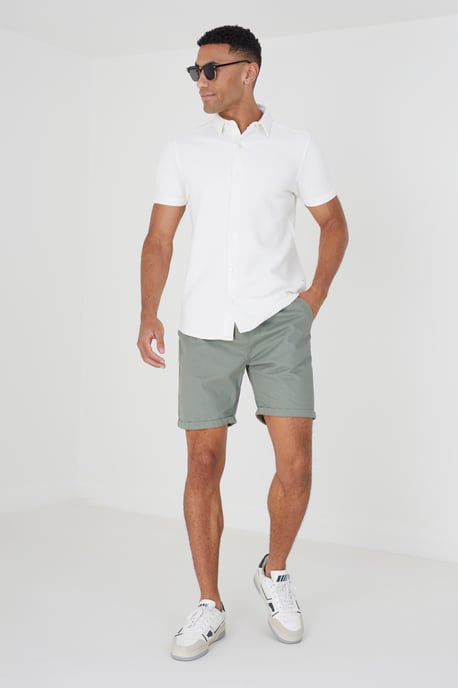 Cream 'Cadby' Short Sleeve Textured Shirt