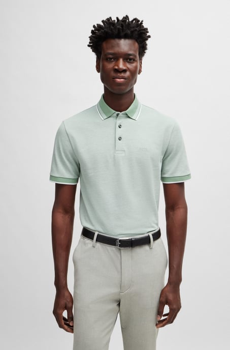 Men's Hugo Boss Logo Detail Oxford Cotton Piqué Polo Shirt in Green