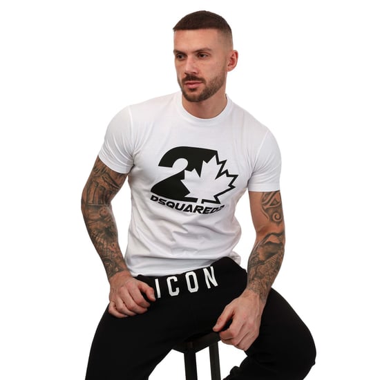 Herren Dsquared2 Ahornblatt Logo T-Shirt In Weiß - Image 4