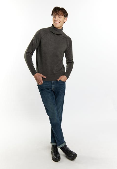 Mo Rollkragenpullover Herren Dunkelgrau Melange - Image 2