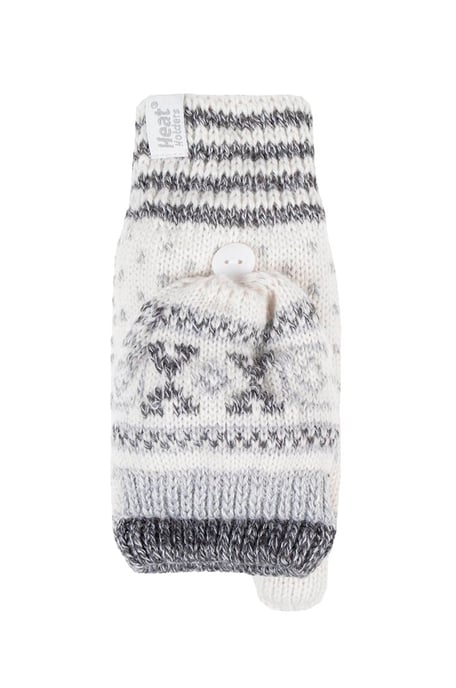 Ladies Warm Fairisle Patterned Thermal Fingerless Converter Handschuhe - Image 1