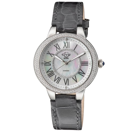 GV2 Astor II 9140-L9 Schweizer Quarz Damen MOP Zifferblatt Grau Leder Diamant Uhr - Image 1