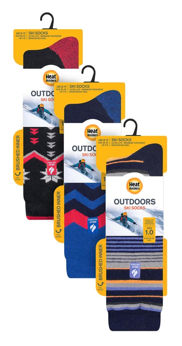 3 Paar Assorted Multipack Ultra Lite Herren Skisocken | Wärmehalter | Funky Retro Style Knee High Socks - Mix 2 - Image 2