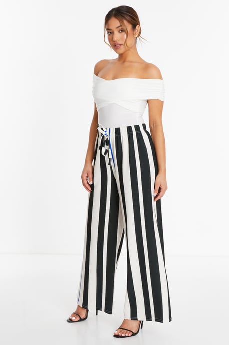 Petite White Stripe Trouser
