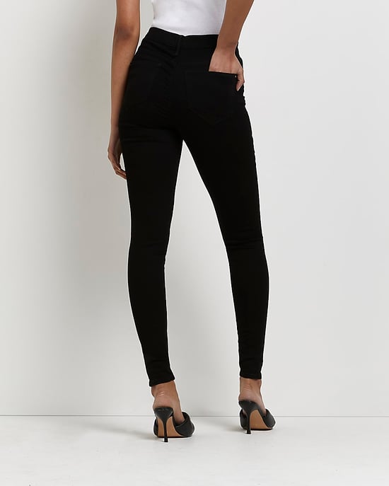 River Island Womens Skinny Jeans Black Molly Mid Rise