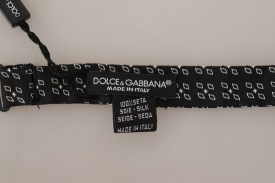 Dolce & Gabbana Black White Polka Dot 100% Silk Neck Papillon Men's Tie