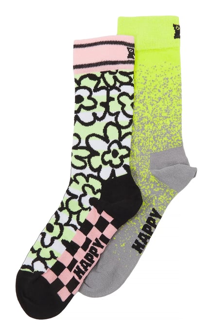 2er Pack Unisex Bunte Partysocken Geschenkbox Set - Gelb - Image 1