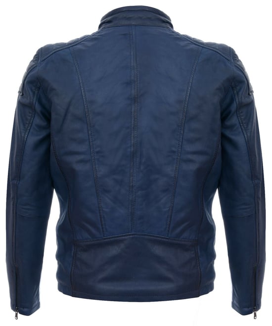Mens Leather Jacket Vintage Quilted Retro Racing Zipped Biker - San Marino