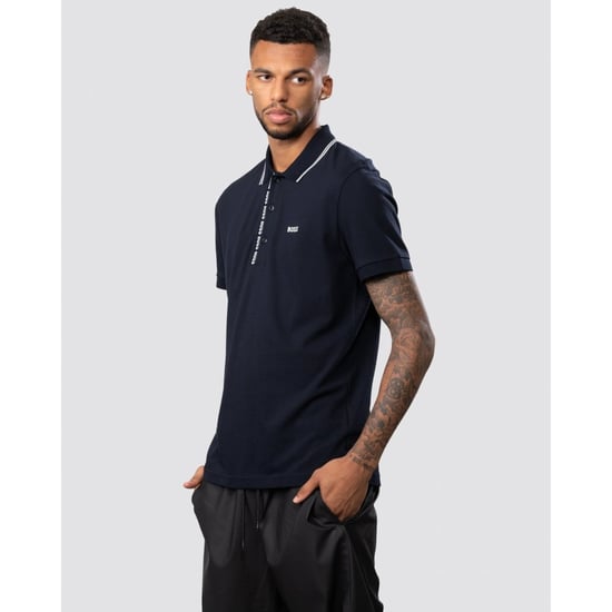 BOSS Green Paule 4 Logo Tape Placket Mens Polo Shirt
