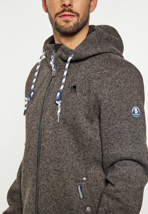 Schmuddelwedda Strickfleeceblouson Herren grau melange - Image 5