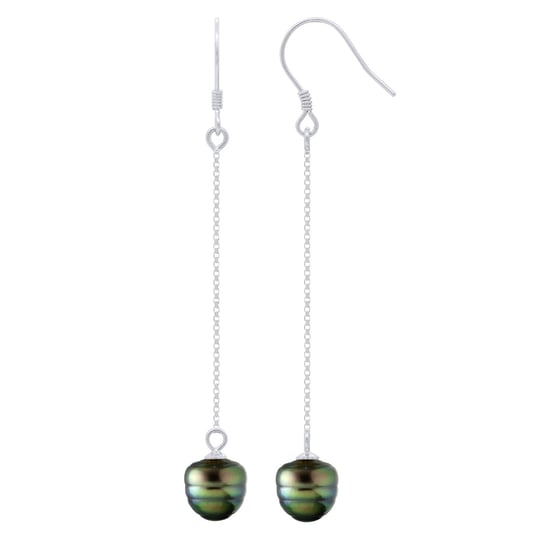 Hanging Earrings - Real Cultured Tahiti Pearls Circled 8-9 mm