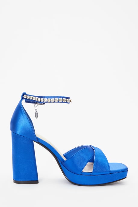 Royal Blue Platform Heeled Sandals
