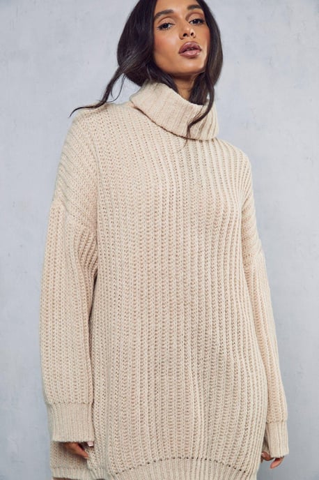 Rib Knit Oversized Jumper Dress