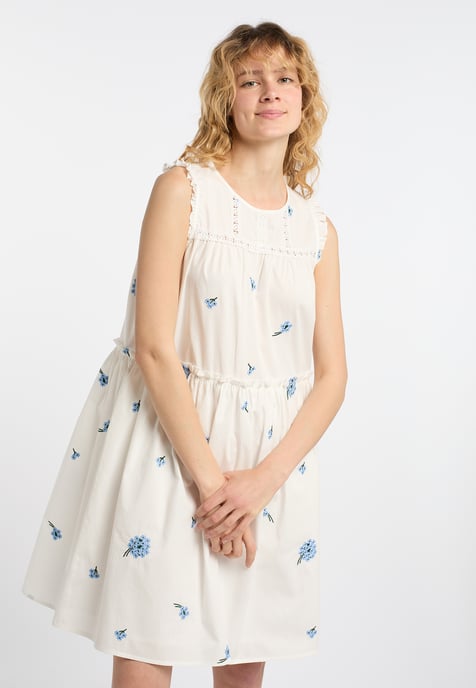 Dreimaster Midikleid Damen Wollweiss Blau - Image 3