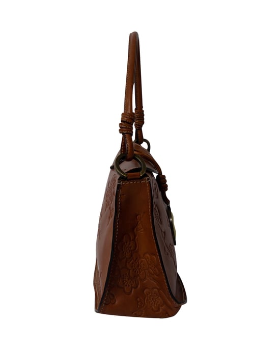 Valentino Garavani Blumenpräge Hobo Tasche aus braunem Leder - Image 3