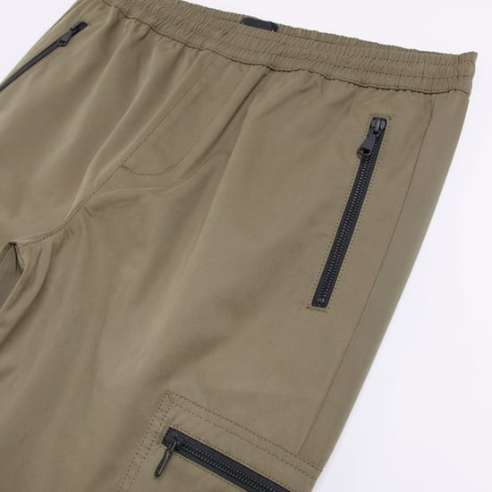 River Island Mens Cargo Trousers Khaki Regular Fit Zip Pocket Pants