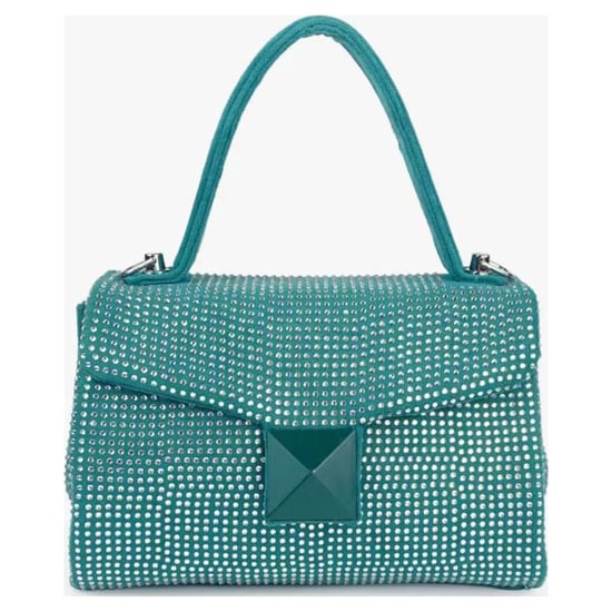Green Suede Rhinestone Grab Bag