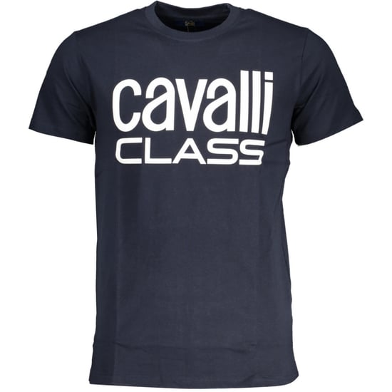 Cavalli Class Fetziges Weißes Logo Navy Blau T-Shirt - Image 1
