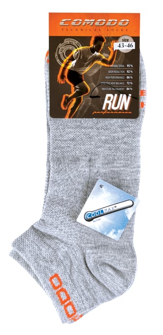 COMODO - Compressport Chaussettes Running | Basses | Coolmax | Renforcées - Gris - Image 2