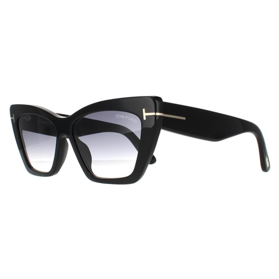 Tom Ford Cat Eye Womens Glänzend Schwarz Grau Rauch Gradient - Image 2