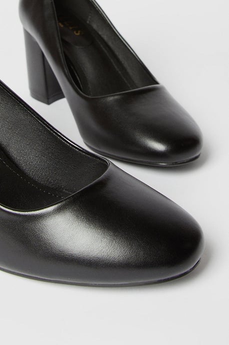 Ella Round Toe High Block Heel Court Shoes